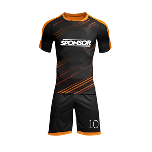 Conjunto de Camiseta y Pantalones Cortos de Fútbol Sublimados Personalizados, 100% Poliéster Transpirable, Diseño Retro - Product Image 1
