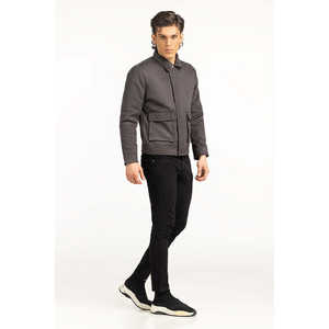 Chaqueta de lona para trabajo de otoño con cuello alto y cierre de cremallera, talla XL, acabada y recubierta, teñida lisa con acolchado. - Product Image 3