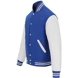2024 veste d'université décontractée pour hommes avec serviette brodée col montant Style Baseball mince bloc de couleur boutonné - Product Image 5