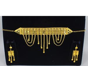 Collar con pendientes, juego de joyas, Latón chapado en oro puro, alta calidad, Emiratos Árabes Unidos Dubai, hecho en India, collar de joyería de moda - Product Image 5