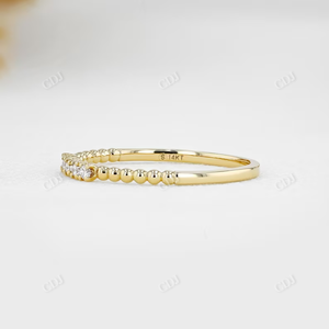Minimalista 10K 14K 18K oro amarillo sólido media eternidad mujeres laboratorio cultivado anillos de diamantes anillo a juego con cuentas diseñador apilamiento banda - Product Image 2