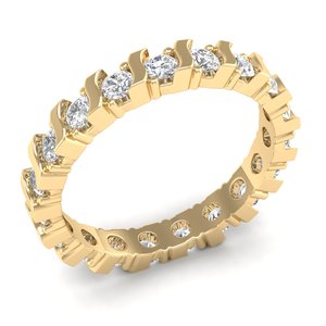 REYES Lujo Único Sólido 14K Oro Amarillo Brillante Corte Redondo 1Ct Moissanite Eternity Band Anillos Compromiso Regalo de Boda Joyería - Product Image 2