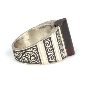 Anillo de Plata de Ley 925 para Hombre con Piedra de Ámbar Prensada, Joyería Fina Prismática para Uso Diario, Engaste de Bisel con Incrustaciones y Baño de Rodio - Product Image 2