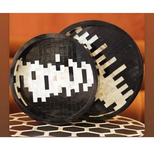 Plateau de service rectangulaire en bois, motif luxueux, incrustation de nacre, passe au lave-vaisselle, passe au micro-ondes, taille standard, écologique - Product Image 3