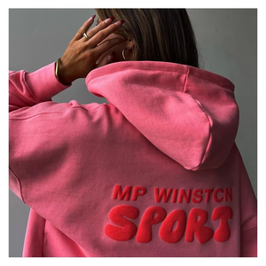 Alta calidad al por mayor personalizado otoño 3D logo Puff estampado Sudadera con capucha sin cuerda personalizado mujer Puff estampado sudaderas con capucha - Product Image 3