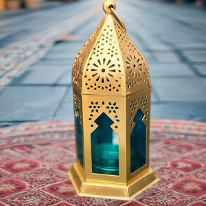 Linterna de hierro y vidrio reciclada hecha a mano en muchos colores, pequeña linterna marroquí, mini linterna de vidrio, linterna de candelita marroquí - Product Image 1