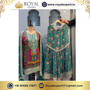 Royal Export lance une Georgette de renard pur lourd avec un dessus d'impression numérique-Sharara avec un ensemble Dupatta à Surat India - Product Image 6