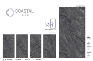 Azulejos de porcelana pulida GRIGEO NERO de 9mm, 600x1200MM/24X48, diseño clásico moderno, azulejos de ladrillo refractario Premium certificados-CE - Product Image 2