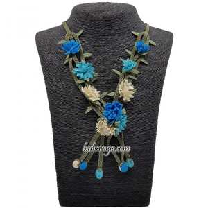 İğne Oyası Karanfil Bahçesi Kolye Mavi Rengi Moda Pendants & Charms - Product Image 1