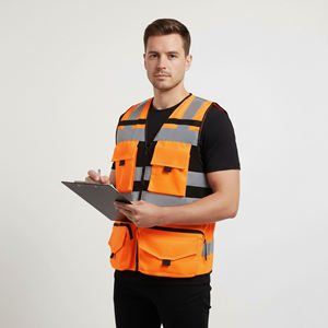 Chaleco de Seguridad Reflectante con Múltiples Bolsillos de Malla, Uniforme de Veterinario, Logotipo Personalizado, Ropa de Seguridad con LED Intermitente - Product Image 1