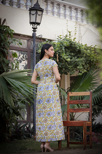 Vestido Maxi de Algodón con Estampado Jaipur, Vestido Corto, Producción OEM por Lotes, Proveedor de Ropa Femenina de la India - Product Image 2