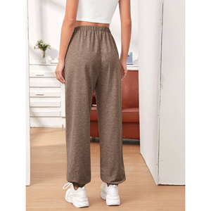 Pantalon de survêtement en molleton de coton léger pour femmes séchage rapide cordon de serrage confortable coupe décontractée pour l'extérieur hiver plat - Product Image 2