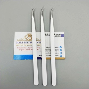 Pinzas de extensión de pestañas individuales blancas mate Punta puntiaguda de acero inoxidable con aislamiento de 45 grados - Product Image 3