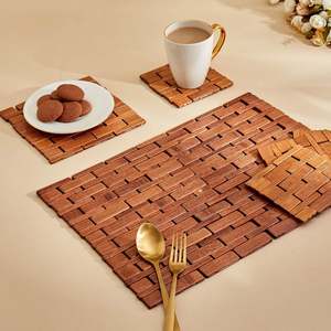 High Quality Bamboo <b>Placemat</b> with Unique Rounded Design Classic Style Tableware Decorative Mats & Pads for Parties & Functions - Product Image 2