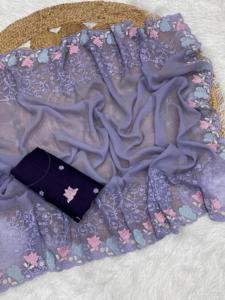 Incroyable Crush De Couleur Avec Resham Broderie Saree Femme Fabrication De Mode De L'Inde Au Taux Le Plus Bas - Product Image 6