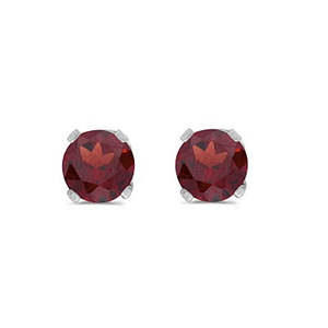 Boucles d'oreilles clous en or blanc 14 carats avec grenat rond, style tendance et mignon, plaqué or rose 0,60 ct pour mariage, fiançailles, anniversaire, fête - Product Image 2