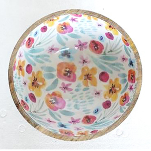 Cuenco de madera para servir cena, cuenco de madera para sopa y fideos de alta calidad, diseño de acabado esmaltado, ensaladera de madera, pegatina Floral aplicada - Product Image 2