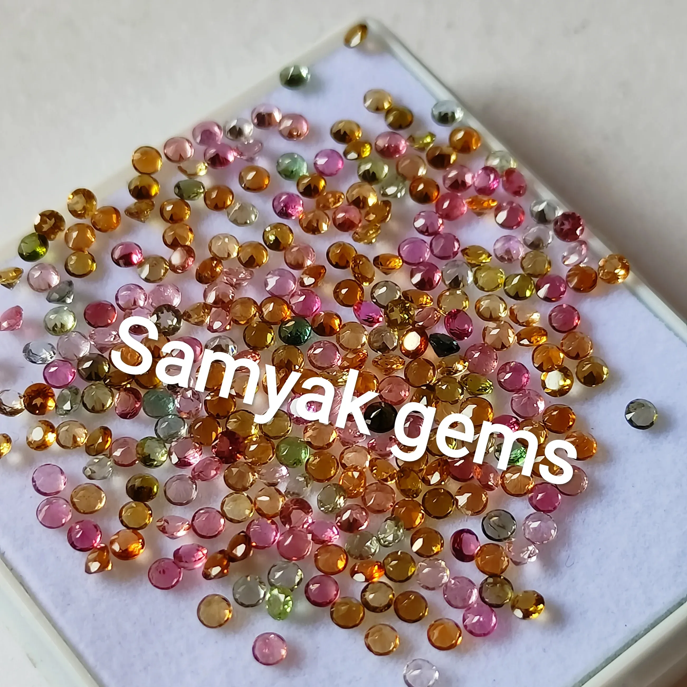 Pedras de turmalina natural soltas para joalheria, tamanho 2,5 mm, multicoloridas, preço de atacado