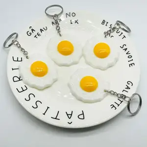 Sıcak kızarmış yumurta şekilli düz geri reçine Cabochon DIY oyuncak dekoratif boncuk kolye mutfak buzdolabı dekoratif yumurta anahtarlık