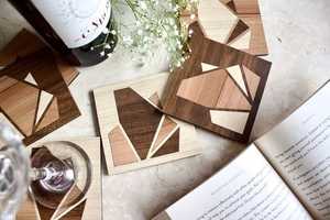 Modern Classic Style Bone Inlay 4 Piece <b>Coaster</b> <b>Set</b> High Quality Handmade Wooden Mats Pads Custom Logo for Tea Coffee - Product Image 4