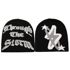 หมวกไหมพรมบีนนี่สำหรับผู้หญิงหมวกบีนนี่ถักด้วยความร้อนสีแดงสำหรับฤดูหนาว2025พร้อมโลโก้ปักและปีกกว้างปรับแต่งโลโก้ได้ตามต้องการ - Product Image 5