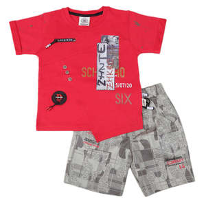 Costume à manches courtes pour garçons 6B-43 - Rouge - Product Image 1