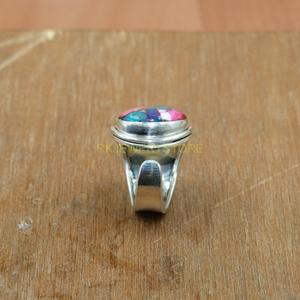 Pink Oyster Turquoise <b>Ring</b> 925 <b>Sterling</b> <b>Silver</b> <b>Adjustable</b> Statement <b>Ring</b> | Pink Stone Jewelry | Unique Oyster Turquoise <b>Ring</b> - Product Image 4