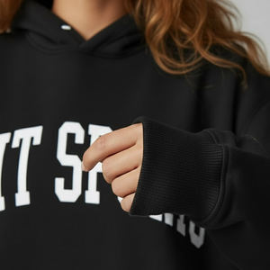 Nueva Colección de Sudaderas con Capucha de Manga Larga para Mujer, Invierno, Hombros Caídos, 100% Algodón, Color Sólido, Logotipo Frontal, Ropa Casual de Calle - Product Image 5