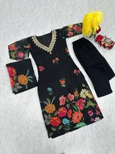 Latest Designer Faux Georgette Thread Work Kurti <b>Set</b> by FabZone - Product Image 5