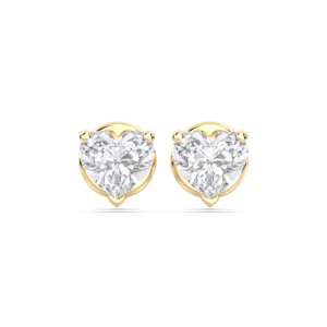 Pendiente de tuerca de tres puntas con piedra de moissanita de corte de corazón de 1,50 CT de CT, hecho en oro macizo para Unisex - Product Image 2