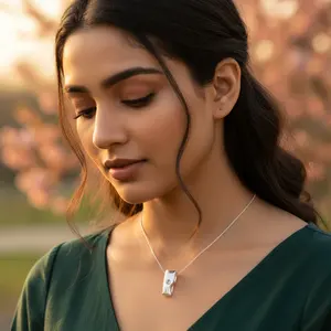 Colgante de Plata 925 con Circonita Cúbica, Hecho a Mano, con Patrón de Números en Oro Rosa, Chapado en Rodio, para Uso Diario de Mujeres - Product Image 2