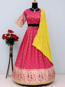 Hấp dẫn chinon thêu trình tự làm việc áo choàng dưới cùng với dupatta màu hồng - Product Image 3
