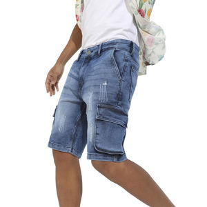 Haute qualité été hommes Denim Shorts solide Gym course taille élastique respirant décontracté coupe ample OEM Service - Product Image 2