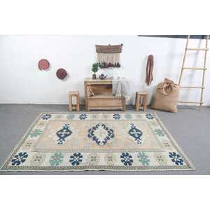 Alfombra Turca Vintage de 5.3x7.4 pies (162x226 cm), Alfombra Persa Azul - Product Image 3