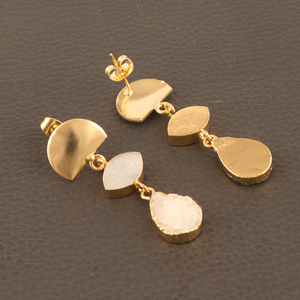 Últimos pendientes de gota de moda para niñas, madre natural, perla, azúcar blanco, Druzy con chapado en oro amarillo, joyería de regalo de boda - Product Image 5
