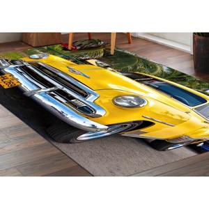 Retro Yellow <b>Car</b> <b>Rug</b>: Vintage Automotive Decor, Printed <b>Rug</b>,Nonwoven Soft <b>Rug</b> - Product Image 2