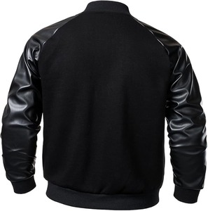 OEM Factory Wool <b>Leather</b> Sleeves Bomber <b>Jacket</b> Unisex Get Get Custom Design Wholesale <b>Retro</b> Spring Waterproof Windproof - Product Image 4