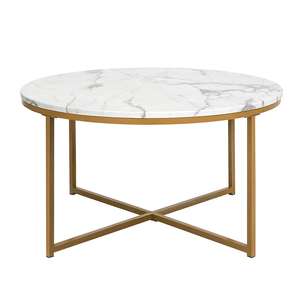 Table basse moderne gigogne en métal avec dessus en marbre belle conception pour salon maison hôtels restaurants décor - Product Image 4