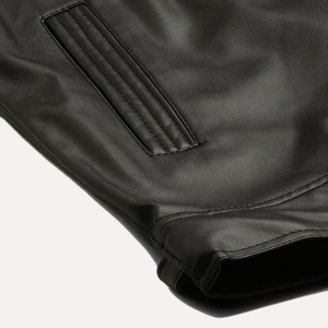 Veste en cuir pour hommes formels haut à la mode sortie d'usine coupe-vent poids moyen col Mandarin Logo avant pour l'hiver prix bon marché - Product Image 5