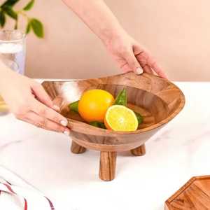 Juego de cuencos de madera de mango acanalados y apilables, con corte en forma de pera y acabado en blanco lavado, para preparación de comidas saludables y decoración de mesa. - Product Image 5