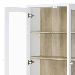 Vitrine Moderne en Bois Noir avec Porte Vitrée, 2 Tiroirs et 5+ Étagères - <span class=keywords><strong>Meuble</strong></span> Écologique pour Salon et Hôtel DR576 - Product Image 5