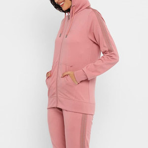 Conjunto de Dos Piezas de Pantalones Jogger de Manga Larga y Top Corto Sólido de Lujo de Última Moda para Mujer, Informal, 100% Algodón - Product Image 2