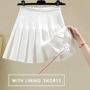 Jupe de tennis personnalisée à taille haute, séchage rapide, écologique, anti-UV, plissée, avec short intégré, vêtements de sport décontractés pour filles, blanche - Product Image 3