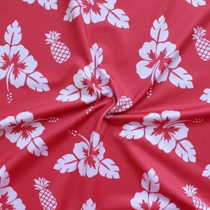 Hoa dâm bụt in spandex vải đỏ nhiệt đới Đồ Bơi Vải Hawaii Áo Tắm Vải