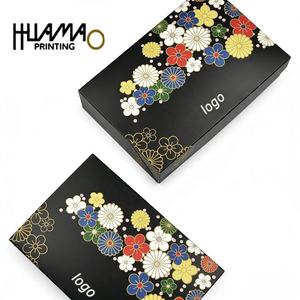 Caja de lujo negra mate con impresión floral en lámina dorada, embalaje de calidad alimentaria para mochi, dulces y pasteles. - Product Image 3