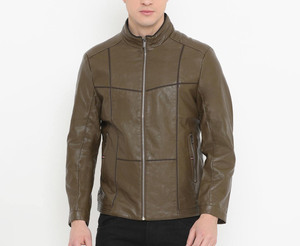 2026 New Arrival <b>Men's</b> High Quality Custom Genuine Cow Skin Leather Stand Collar <b>Jacket</b> <b>Winter</b> Coat with Coating - Product Image 1