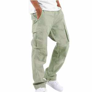 Pantalon cargo tactique décontracté pour homme, 100% coton, coupe droite, pantalon d'extérieur, poches latérales, braguette à boutons, léger - Product Image 2