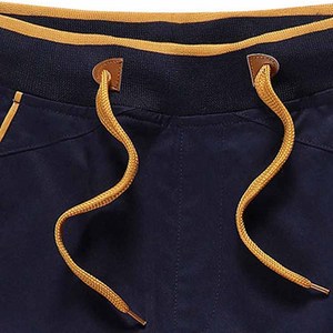 Pantalon court en tissu de coton de couleur unie pour hommes, tenue décontractée, shorts de sport pour hommes, short de sport avec logo personnalisé, cordon de serrage à la taille - Product Image 3