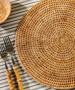 Mantel Individual redondo de ratán, productos ecológicos naturales hechos en Vietnam, decoración de mesa, mantel tejido, venta al por mayor, Moderno - Product Image 4