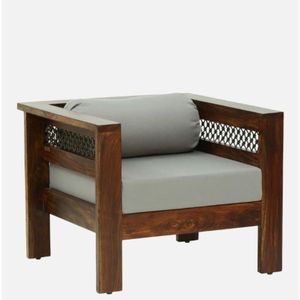 Hasti Traditional 1-Seater Sheesham Wood <b>Sofa</b> <b>Set</b> with Provincial Teak Finish for Living Rooms Halls or Villas - Product Image 3